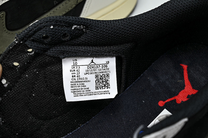 DZ4137-106 TRAVIS SCOTT X AIR JORDAN 1 LOW OG AJ1 ARMY GREEN/BLACK/WHITE