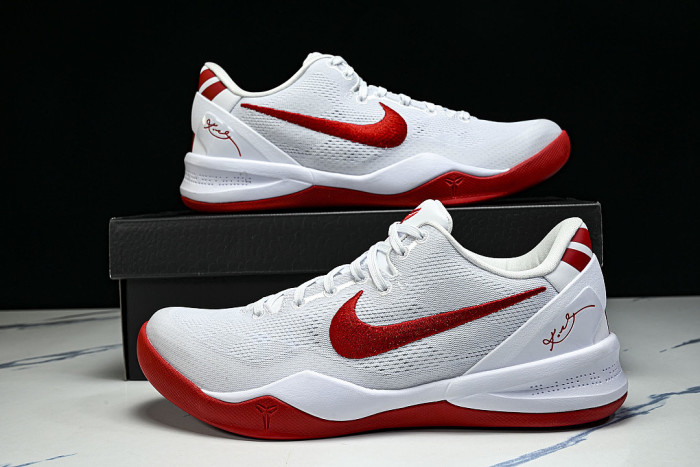 HM6469-101 KOBE 8 SYSTEM MEN'S PRACTICAL BASKETBALL SHOES WHITE/RED