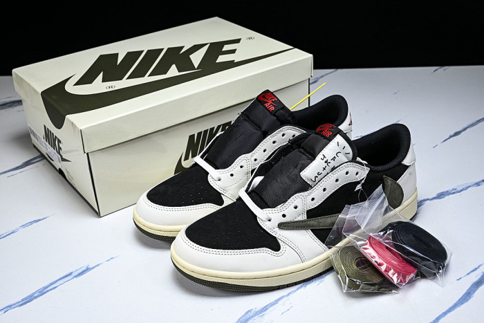 DZ4137-106 TRAVIS SCOTT X AIR JORDAN 1 LOW OG AJ1 ARMY GREEN/BLACK/WHITE