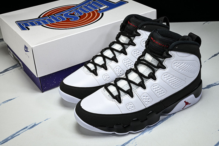 IX6179-100 JORDAN 9 RETRO WHITE/TRUE RED/BLACK
