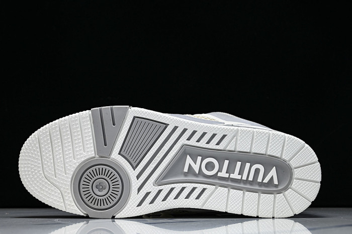 LEATHER CASUAL SPORTS SHOES WHITE/BEIGE/GREY