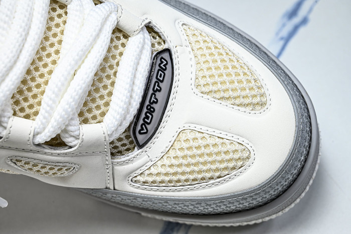 LEATHER CASUAL SPORTS SHOES WHITE/BEIGE/GREY
