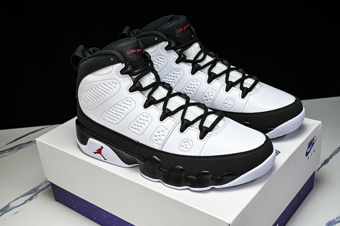 IX6179-100 JORDAN 9 RETRO WHITE/TRUE RED/BLACK