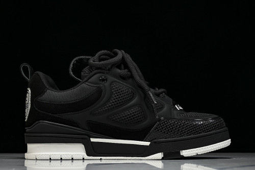 LEATHER CASUAL SPORTS SHOES BLACK/BLACK/BLACK