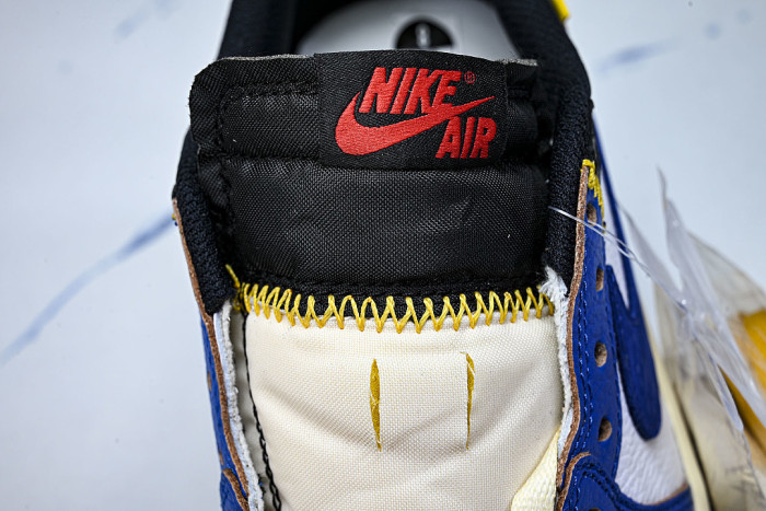 HQ6998-146 FRAGMENT DESIGN UNION AIR JORDAN 1 LOW-TOP CASUAL SNEAKERS WHITE/BLUE/BLACK/RED