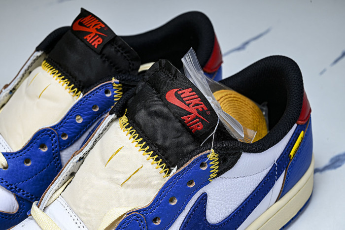 HQ6998-146 FRAGMENT DESIGN UNION AIR JORDAN 1 LOW-TOP CASUAL SNEAKERS WHITE/BLUE/BLACK/RED