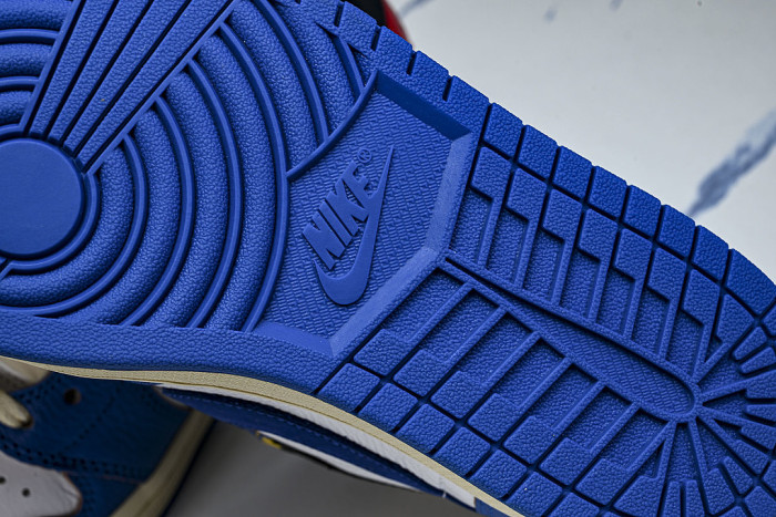 HQ6998-146 FRAGMENT DESIGN UNION AIR JORDAN 1 LOW-TOP CASUAL SNEAKERS WHITE/BLUE/BLACK/RED