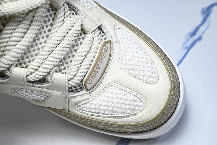 LEATHER CASUAL SPORTS SHOES BEIGE/BROWN/WHITE