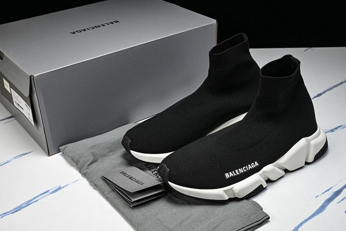 W05G9-1000 BALENCIAGA HIGH TOP MEN'S AND WOMEN'S CASUAL AND SIMPLE SPORTS SHOES BLACK/INKINESS