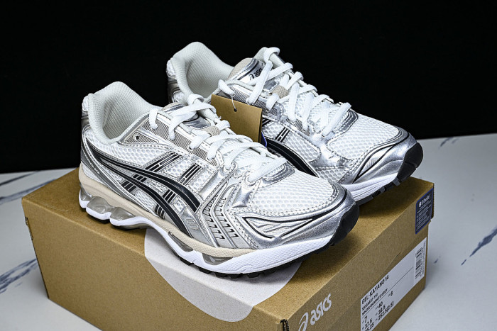 1203A537-110 GEL KAYANO 14 SPORTY AND CASUAL BREATHABLE RUNNING SHOES SILVER/ARGENT