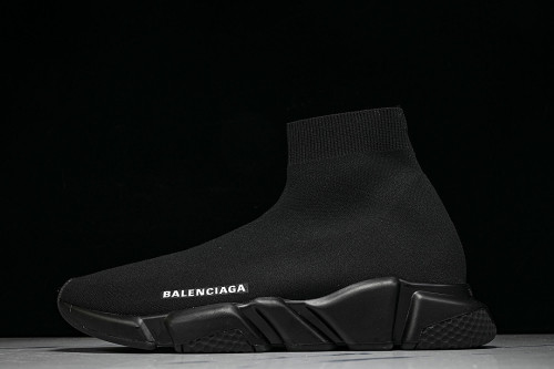 W05G0-1000 BALENCIAGA HIGH TOP MEN'S AND WOMEN'S CASUAL AND SIMPLE SPORTS SHOES BLACK/INKINESS