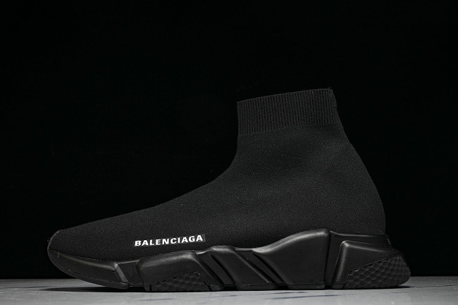 W05G0-1000 BALENCIAGA HIGH TOP MEN'S AND WOMEN'S CASUAL AND SIMPLE SPORTS SHOES BLACK/INKINESS