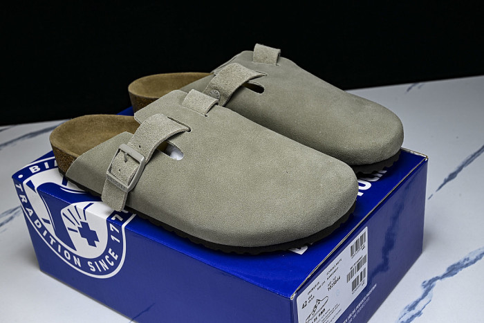 BOSTON SOFT FOOTBED HALF-SLIP-ON SANDALS KHAKI/KHAKI/KHAKI