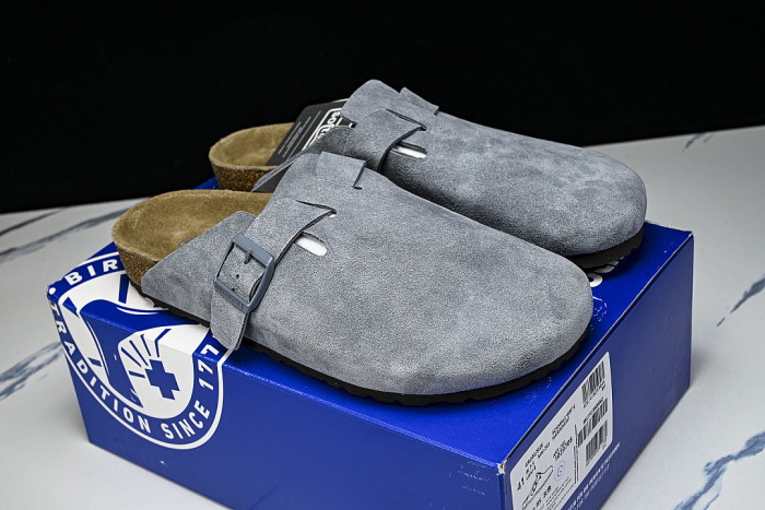 BOSTON SOFT FOOTBED HALF-SLIP-ON SANDALS GREY/GREY/GREY
