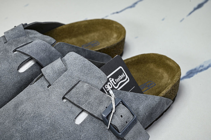 BOSTON SOFT FOOTBED HALF-SLIP-ON SANDALS GREY/GREY/GREY