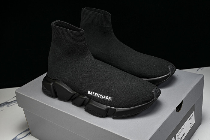 W05G0-1000 BALENCIAGA HIGH TOP MEN'S AND WOMEN'S CASUAL AND SIMPLE SPORTS SHOES BLACK/INKINESS