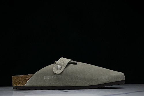 BOSTON SOFT FOOTBED HALF-SLIP-ON SANDALS KHAKI/KHAKI/KHAKI