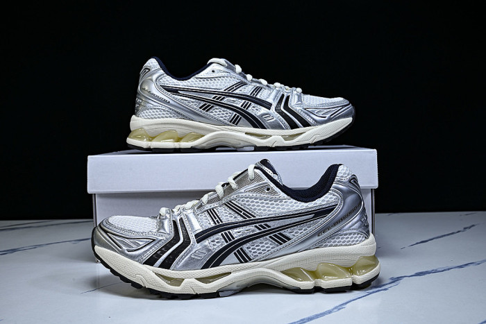 1203A961-100 GEL KAYANO 14 SPORTY AND CASUAL BREATHABLE RUNNING SHOES BEIGE/SILVER