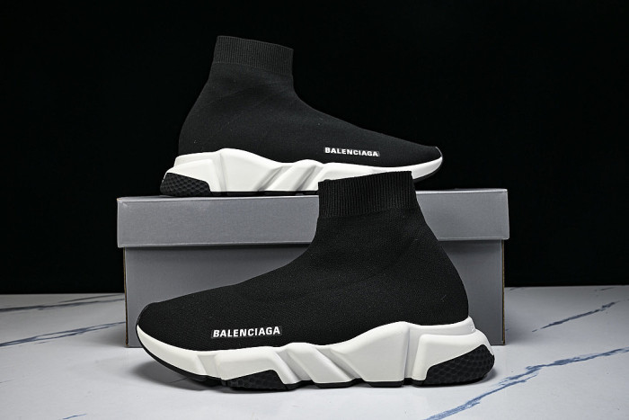 W05G9-1000 BALENCIAGA HIGH TOP MEN'S AND WOMEN'S CASUAL AND SIMPLE SPORTS SHOES BLACK/INKINESS