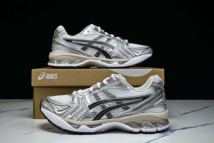 1203A537-110 GEL KAYANO 14 SPORTY AND CASUAL BREATHABLE RUNNING SHOES SILVER/ARGENT