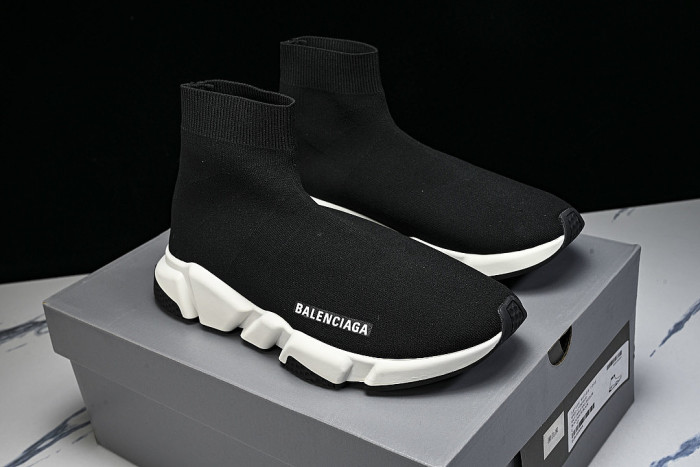 W05G9-1000 BALENCIAGA HIGH TOP MEN'S AND WOMEN'S CASUAL AND SIMPLE SPORTS SHOES BLACK/INKINESS