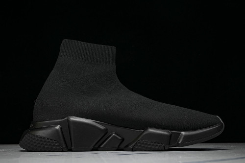 W05G0-1000 BALENCIAGA HIGH TOP MEN'S AND WOMEN'S CASUAL AND SIMPLE SPORTS SHOES BLACK/INKINESS