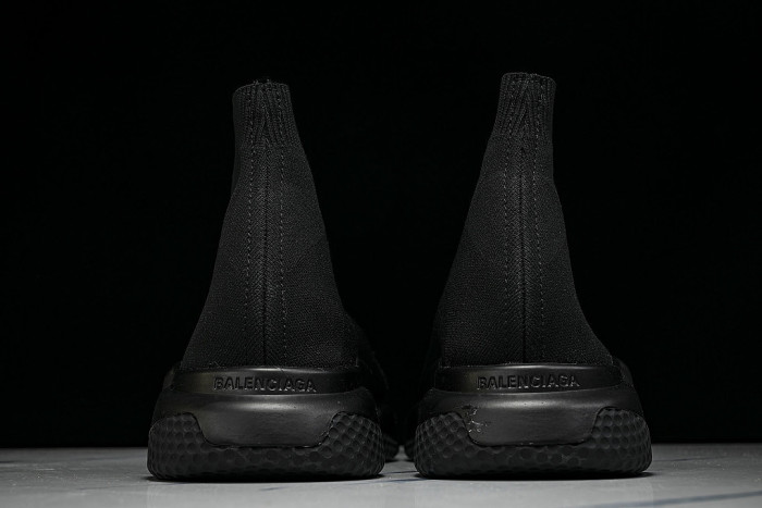 W05G0-1000 BALENCIAGA HIGH TOP MEN'S AND WOMEN'S CASUAL AND SIMPLE SPORTS SHOES BLACK/INKINESS