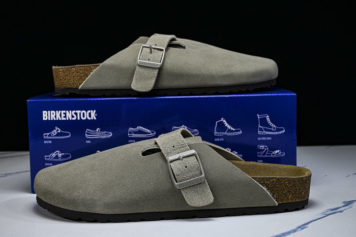 BOSTON SOFT FOOTBED HALF-SLIP-ON SANDALS KHAKI/KHAKI/KHAKI