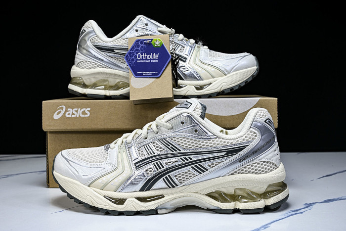 1201A019-200 GEL KAYANO 14 SPORTY AND CASUAL BREATHABLE RUNNING SHOES WHITE/BEIGE