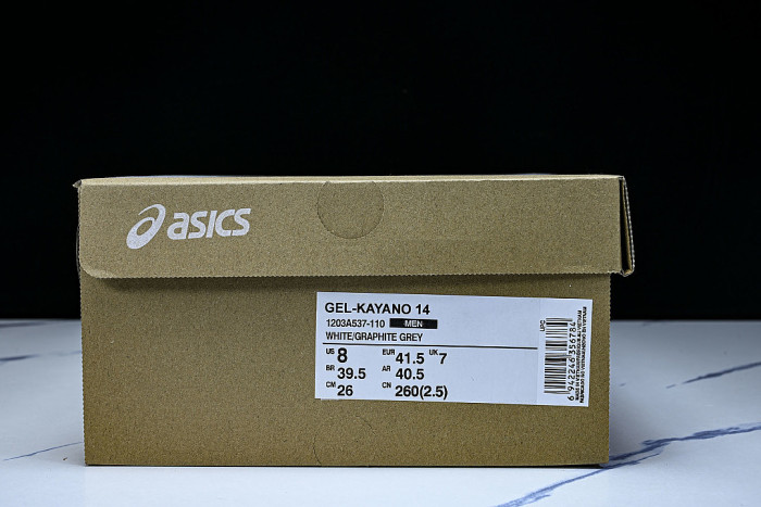 1203A537-110 GEL-KAYANO 14 WHITE/GRAPHITE GREY
