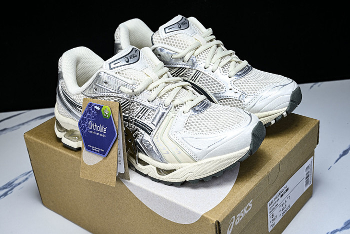 1201A019-200 GEL KAYANO 14 SPORTY AND CASUAL BREATHABLE RUNNING SHOES WHITE/BEIGE