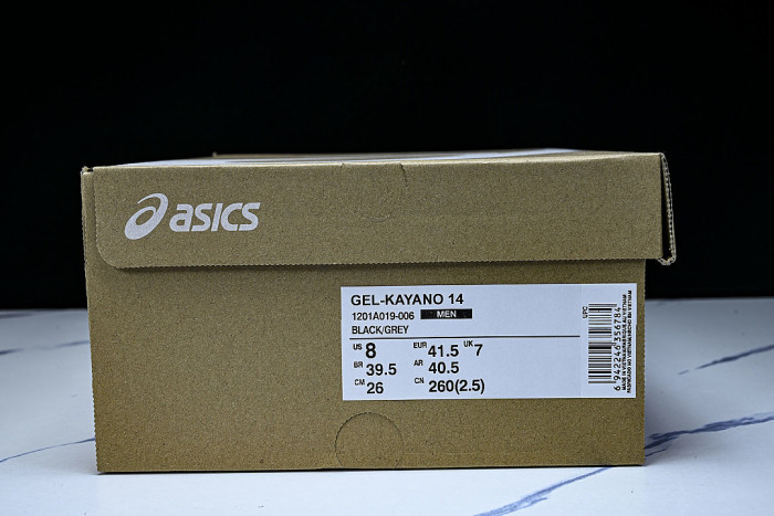 1201A019-006 GEL-KAYANO 14 BLACK/PURE SILVER