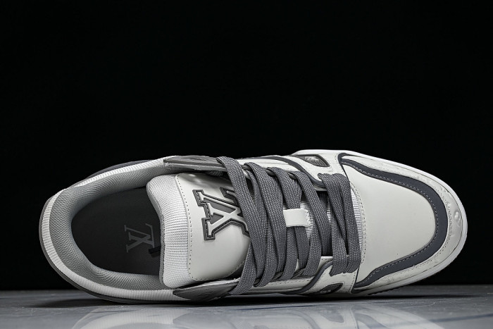 MAN TRAINER SPORTY LACE UP LOW TOP CASUAL SNEAKERS DARK GRAY/CONCRETE GREY