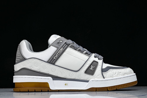 MAN TRAINER SPORTY LACE UP LOW TOP CASUAL SNEAKERS DARK GRAY/CONCRETE GREY