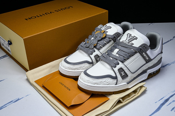 MAN TRAINER SPORTY LACE UP LOW TOP CASUAL SNEAKERS DARK GRAY/CONCRETE GREY