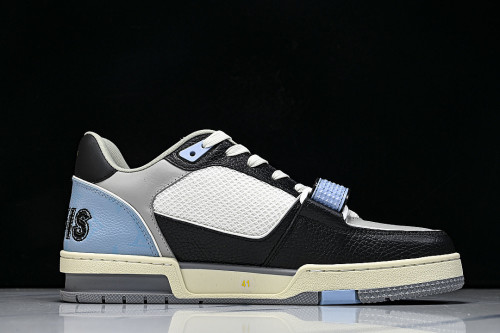LEATHER SPORTS SHOES WHITE/BLACK/GREY/BLUE