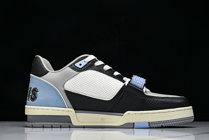LEATHER SPORTS SHOES WHITE/BLACK/GREY/BLUE