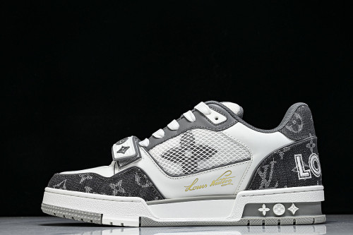 LEATHER SPORTS SHOES WHITE/BLACK/GREY