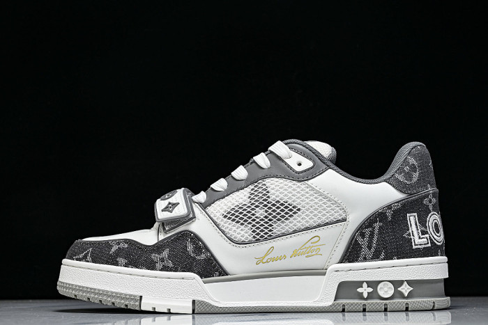 LEATHER SPORTS SHOES WHITE/BLACK/GREY
