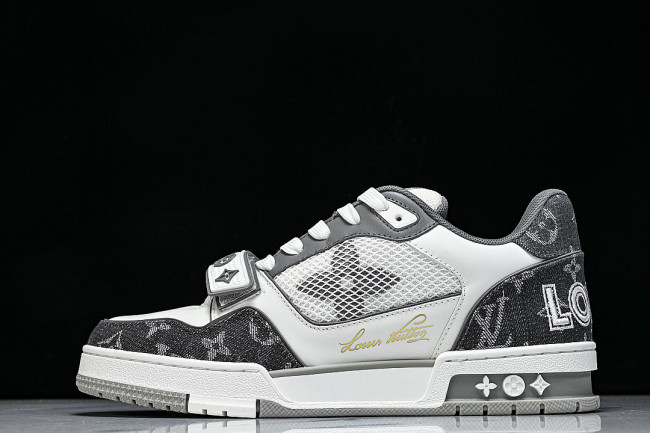 LEATHER SPORTS SHOES WHITE/BLACK/GREY