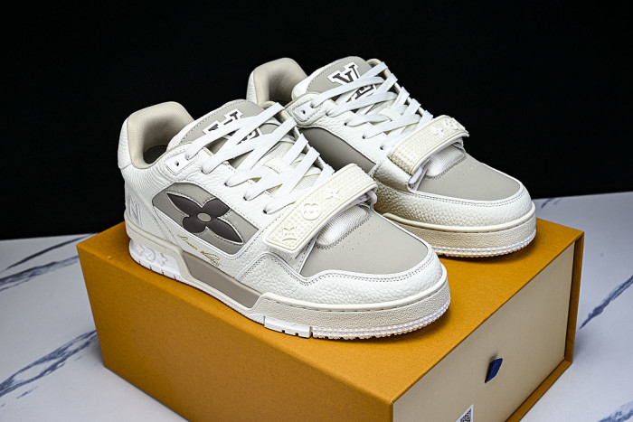 LEATHER SPORTS SHOES WHITE/BROWN/WHITE