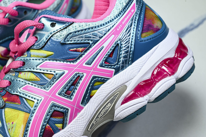 T485Q-0235 GEL-NIMBUS 16 SPORTIVE CASUAL RUNNING SHOES BLUE/PINK/GREEN/RED
