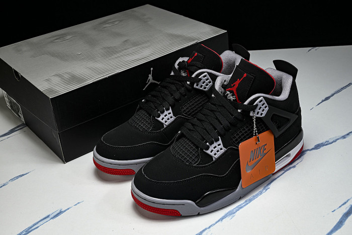 IX8180-001 AIR JORDAN 4 RETRO BRED AJ4 CASUAL SHOES BLACK/INKINESS