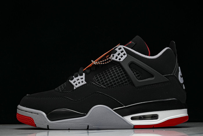 IX8180-001 AIR JORDAN 4 RETRO BRED AJ4 CASUAL SHOES BLACK/INKINESS