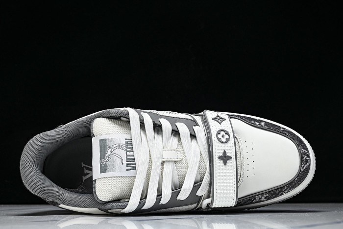 LEATHER SPORTS SHOES WHITE/BLACK/GREY