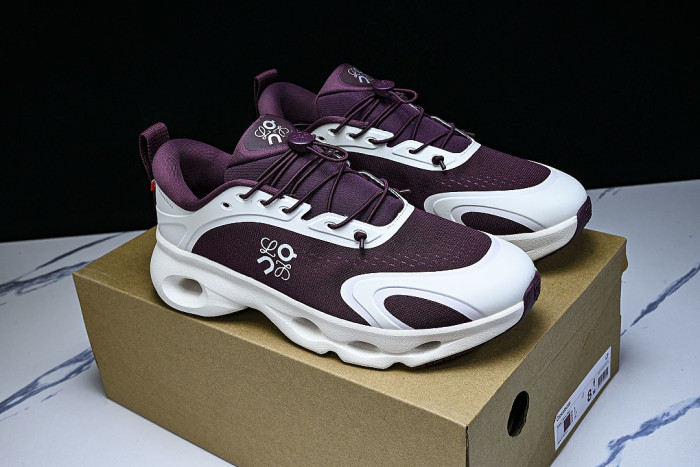 ON RUNNING LEISURE SPORTS SHOES WHITE/WINE RED