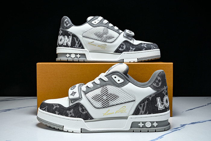 LEATHER SPORTS SHOES WHITE/BLACK/GREY