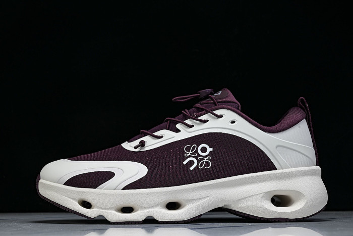 ON RUNNING LEISURE SPORTS SHOES WHITE/WINE RED