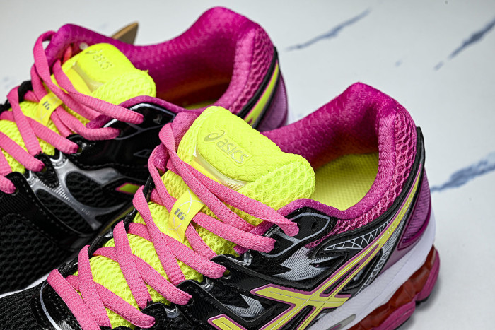 T485N-9005 GEL-NIMBUS 16 SPORTIVE CASUAL RUNNING SHOES BLACK/GREEN/PINK/SILVER