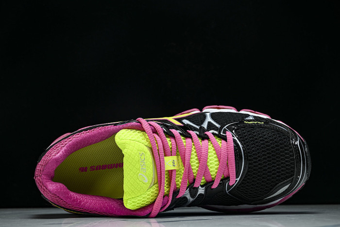 T485N-9005 GEL-NIMBUS 16 SPORTIVE CASUAL RUNNING SHOES BLACK/GREEN/PINK/SILVER